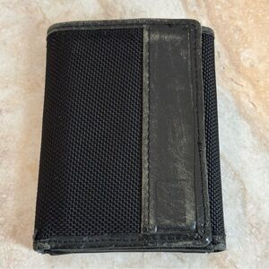 Rei tri-fold RFID nylon and leather wallet